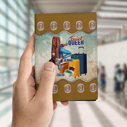 Personalized Name Travel Queen Leather Passport Wallet Fun Unique Gift for Traveler Custom Travel Accessory Passport Holder Gift for Girl Traveling Lover 8