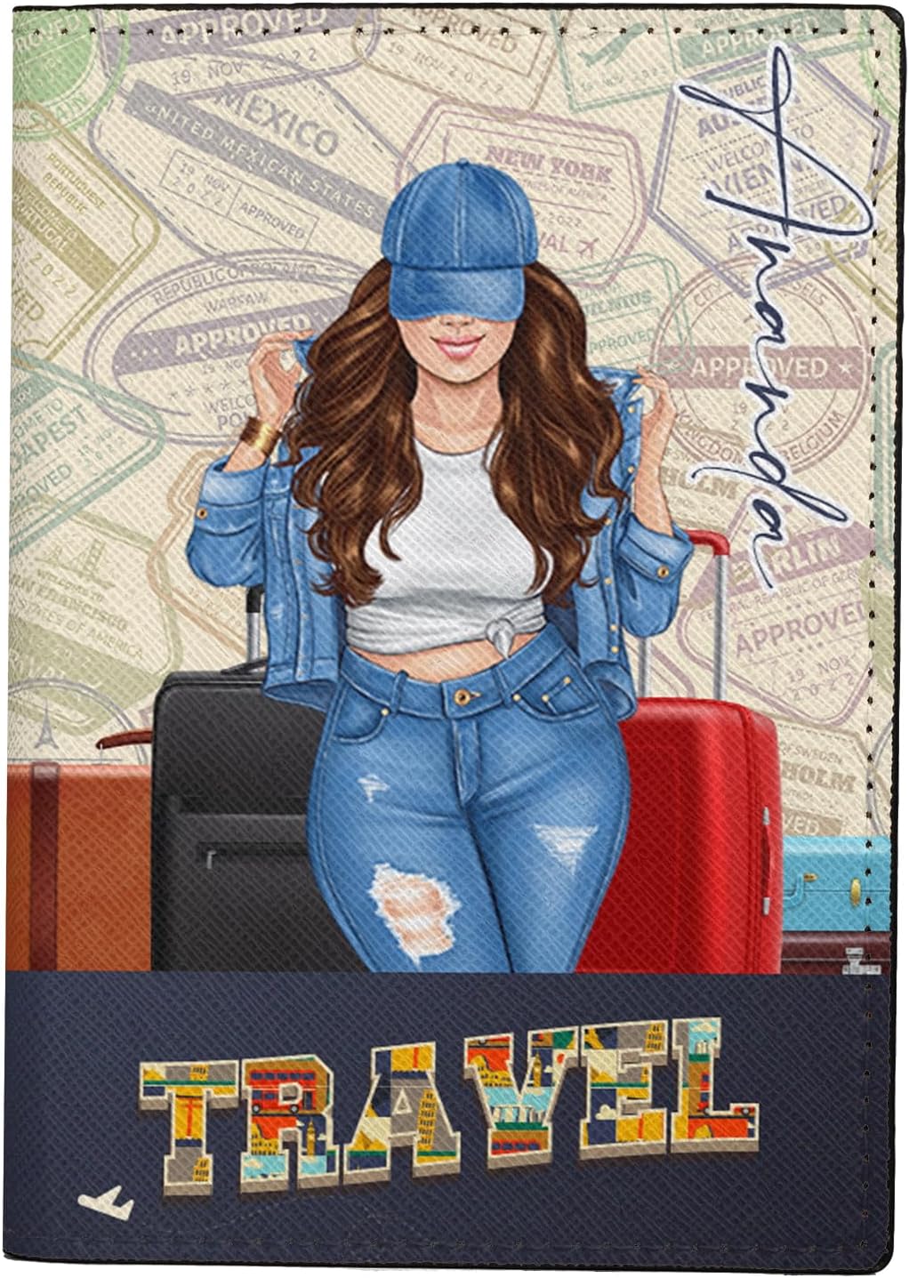 Personalized Name Travel Queen Leather Passport Wallet Fun Unique Gift for Traveler Custom Travel Accessory Passport Holder Gift for Girl Traveling Lover 8