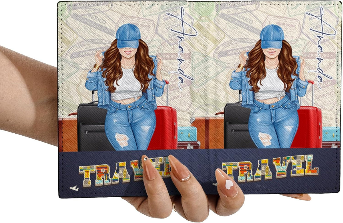 Personalized Name Travel Queen Leather Passport Wallet Fun Unique Gift for Traveler Custom Travel Accessory Passport Holder Gift for Girl Traveling Lover 8
