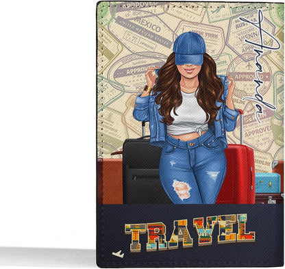 Personalized Name Travel Queen Leather Passport Wallet Fun Unique Gift for Traveler Custom Travel Accessory Passport Holder Gift for Girl Traveling Lover 8