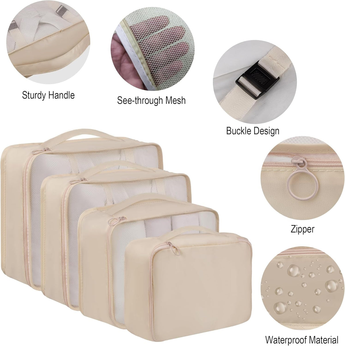 8 Set Travel Packing Pods Luggage Organizers Cubes with Laundry Bags Accessories