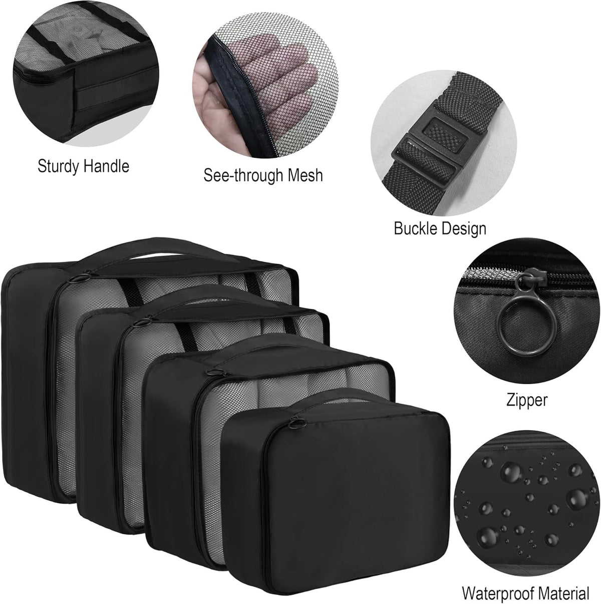 8 Set Travel Packing Pods Luggage Organizers Cubes with Laundry Bags Accessories