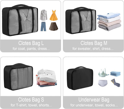 8 Set Travel Packing Pods Luggage Organizers Cubes with Laundry Bags Accessories