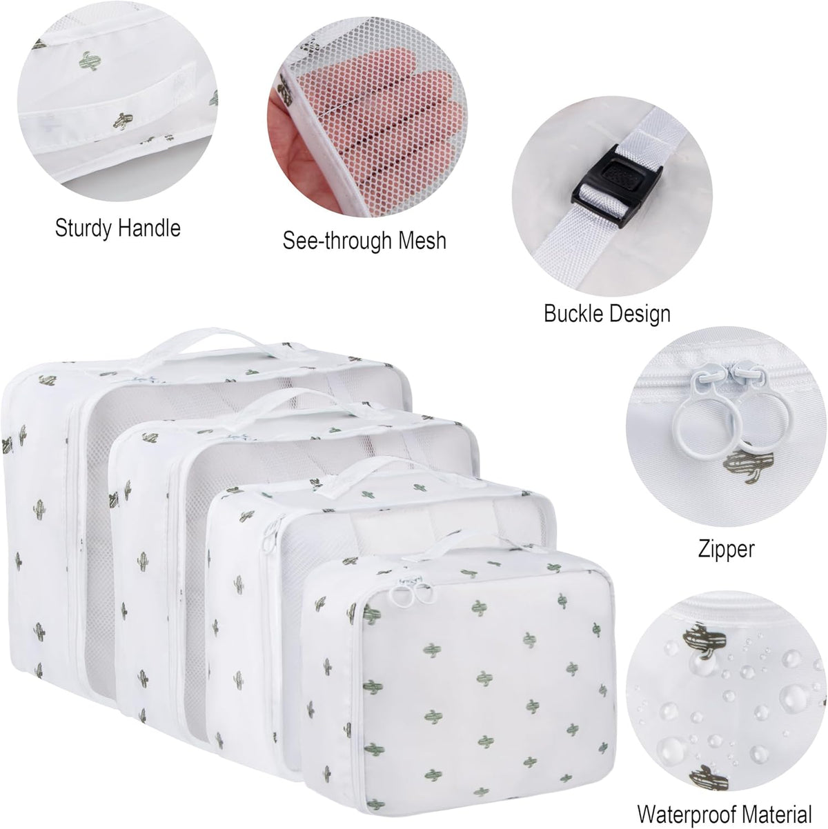 8 Set Travel Packing Pods Luggage Organizers Cubes with Laundry Bags Accessories