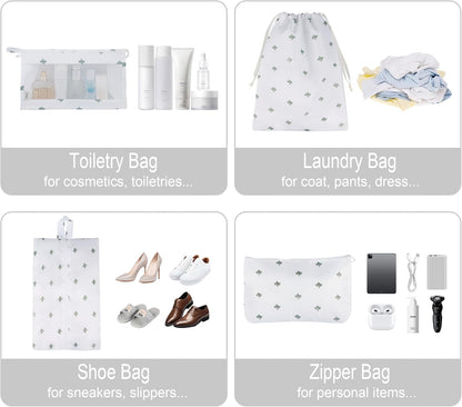 8 Set Travel Packing Pods Luggage Organizers Cubes with Laundry Bags Accessories
