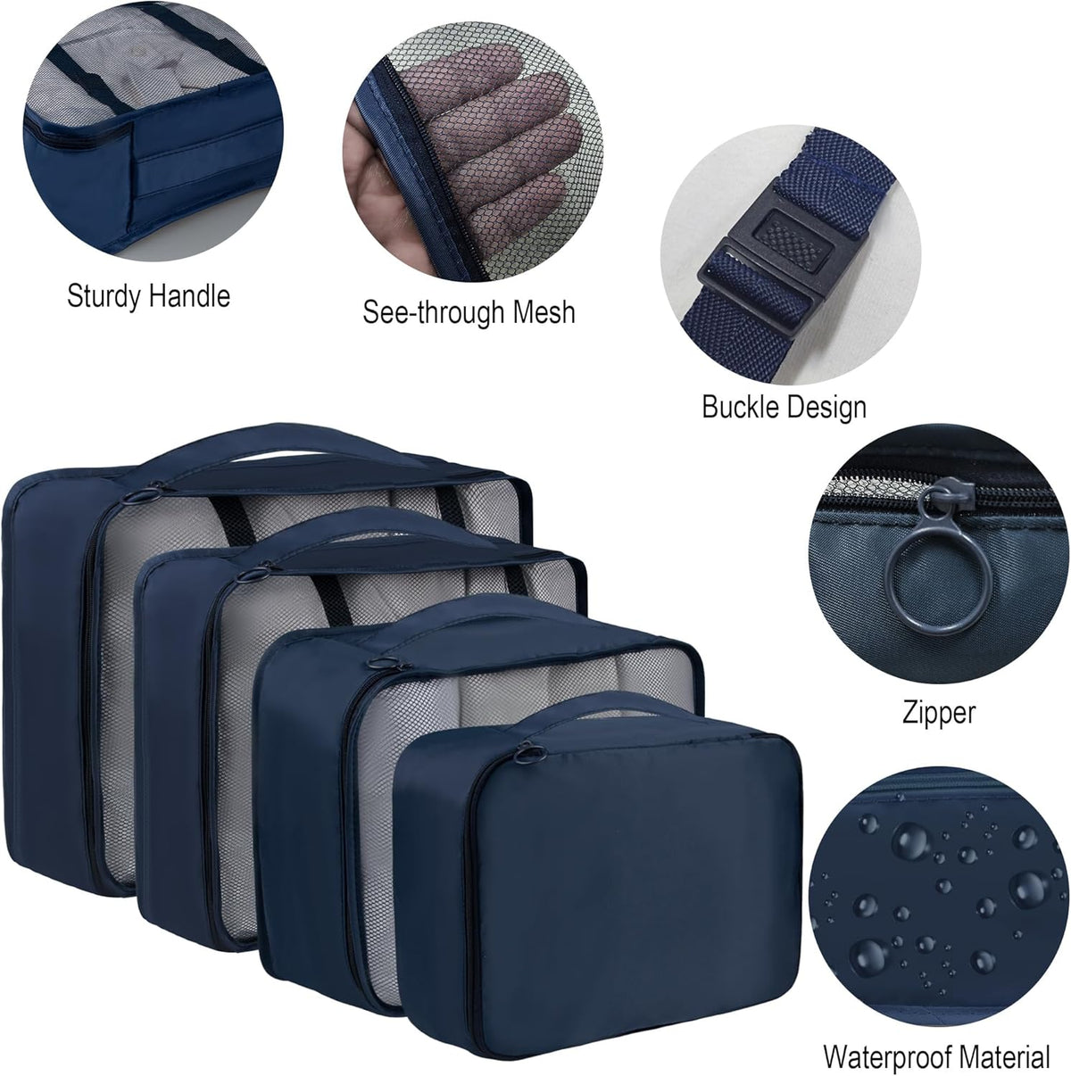 8 Set Travel Packing Pods Luggage Organizers Cubes with Laundry Bags Accessories