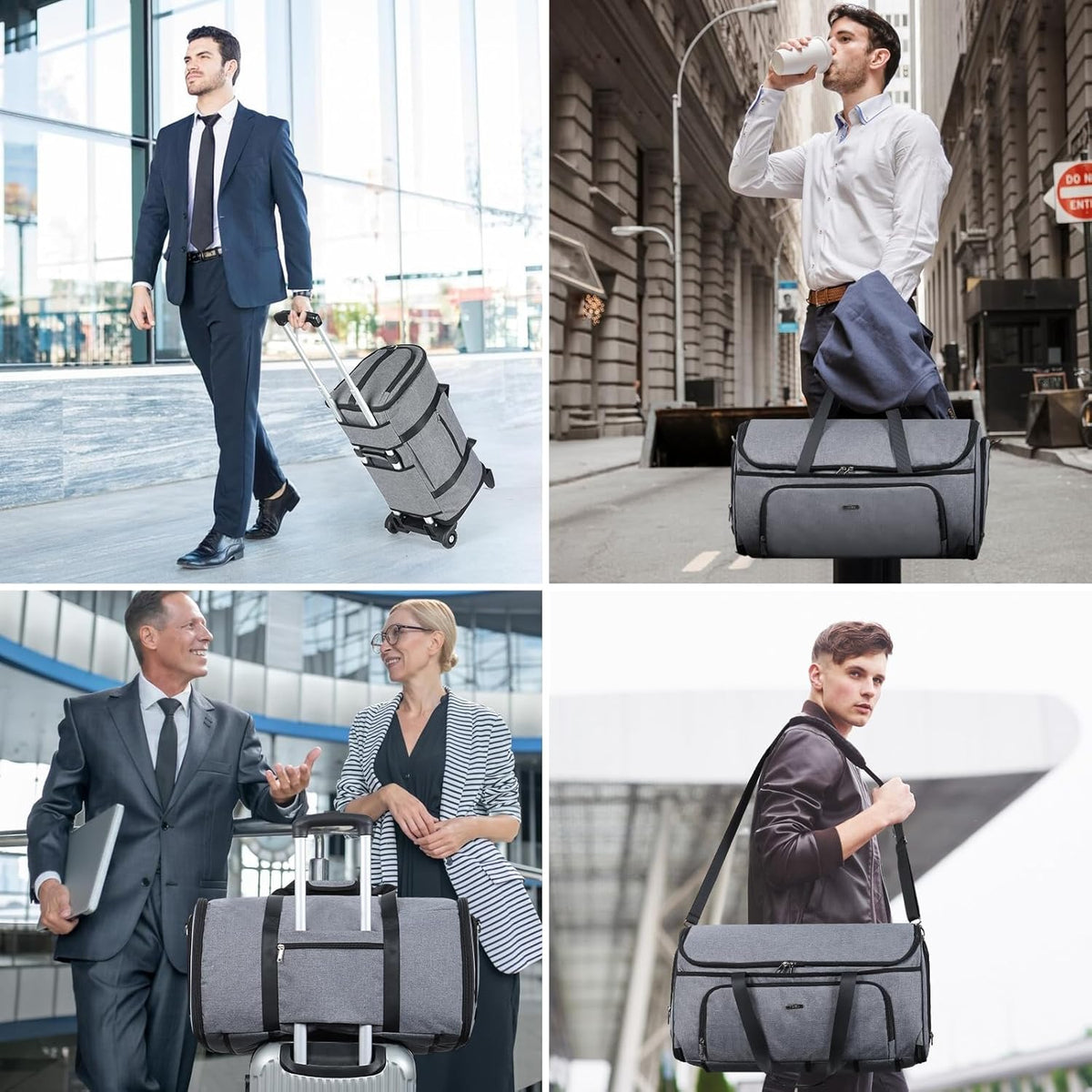 Garment Bags with Wheels, Garment Convertible Weekender Bags, Large Garment Bags for Travel, Duffle Luggage Bag Garment Bag (Grey, Medium)
