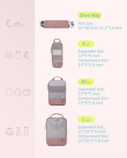 6 Set /4 Set/2 Set Compression Packing Cubes for Travel, Lightweight Luggage Organizer Bags, Durable Space Saver Bags Travel Essentials