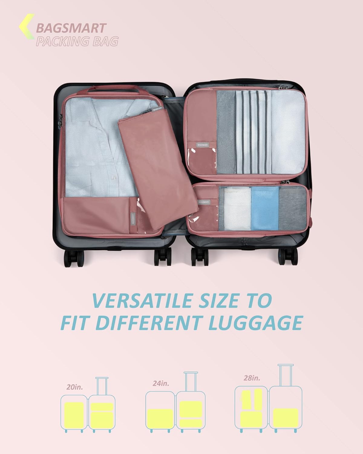 6 Set /4 Set/2 Set Compression Packing Cubes for Travel, Lightweight Luggage Organizer Bags, Durable Space Saver Bags Travel Essentials