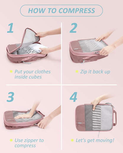 6 Set /4 Set/2 Set Compression Packing Cubes for Travel, Lightweight Luggage Organizer Bags, Durable Space Saver Bags Travel Essentials