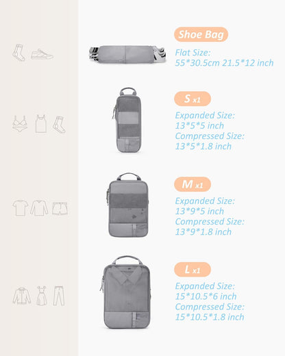 6 Set /4 Set/2 Set Compression Packing Cubes for Travel, Lightweight Luggage Organizer Bags, Durable Space Saver Bags Travel Essentials