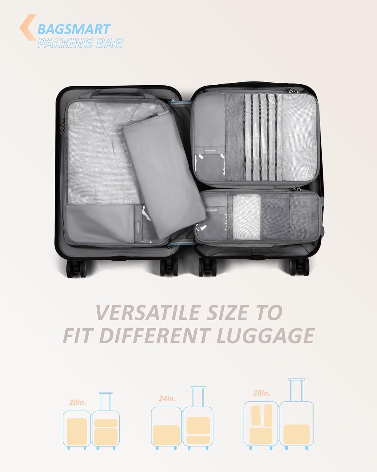 6 Set /4 Set/2 Set Compression Packing Cubes for Travel, Lightweight Luggage Organizer Bags, Durable Space Saver Bags Travel Essentials