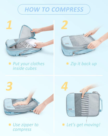 6 Set /4 Set/2 Set Compression Packing Cubes for Travel, Lightweight Luggage Organizer Bags, Durable Space Saver Bags Travel Essentials