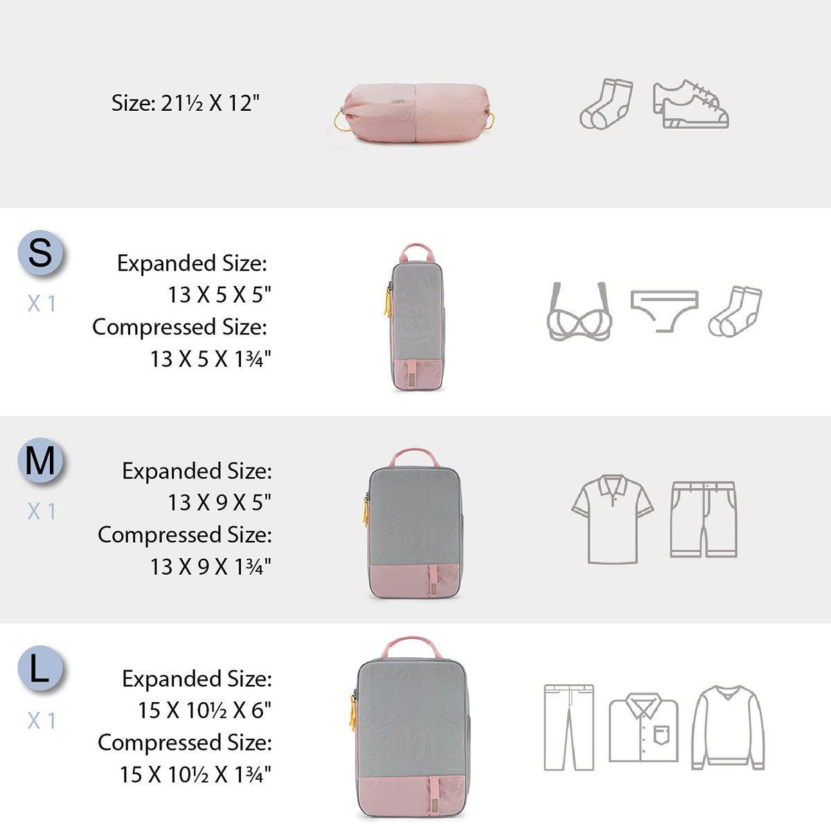 6 Set /4 Set/2 Set Compression Packing Cubes for Travel, Lightweight Luggage Organizer Bags, Durable Space Saver Bags Travel Essentials