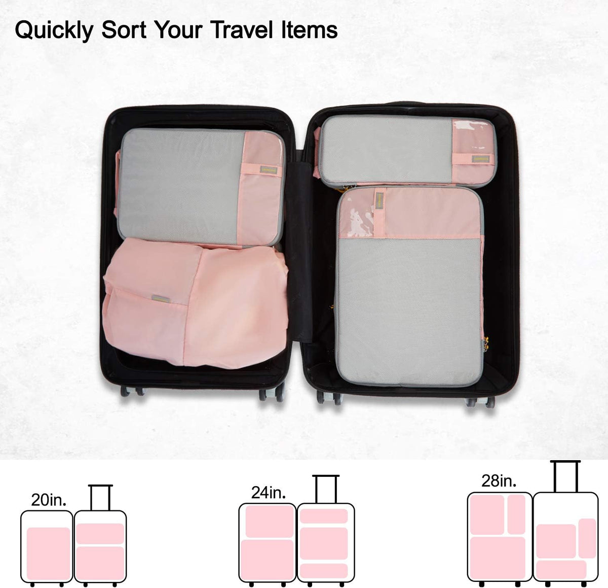 6 Set /4 Set/2 Set Compression Packing Cubes for Travel, Lightweight Luggage Organizer Bags, Durable Space Saver Bags Travel Essentials