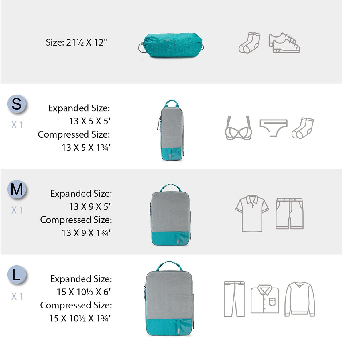 6 Set /4 Set/2 Set Compression Packing Cubes for Travel, Lightweight Luggage Organizer Bags, Durable Space Saver Bags Travel Essentials