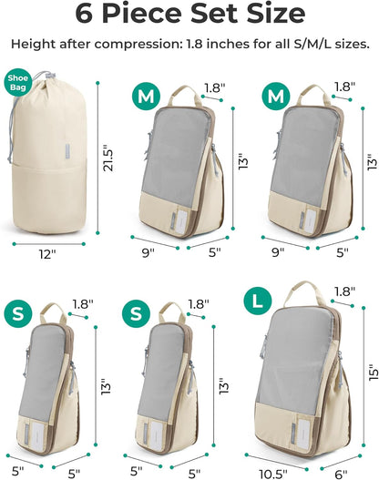 6 Set /4 Set/2 Set Compression Packing Cubes for Travel, Lightweight Luggage Organizer Bags, Durable Space Saver Bags Travel Essentials