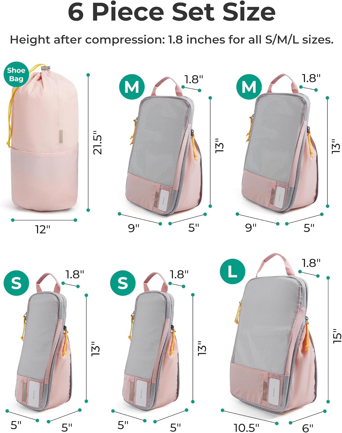 6 Set /4 Set/2 Set Compression Packing Cubes for Travel, Lightweight Luggage Organizer Bags, Durable Space Saver Bags Travel Essentials
