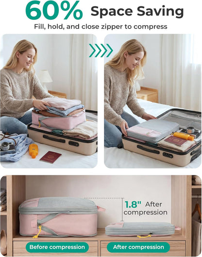 6 Set /4 Set/2 Set Compression Packing Cubes for Travel, Lightweight Luggage Organizer Bags, Durable Space Saver Bags Travel Essentials