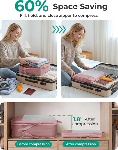 6 Set /4 Set/2 Set Compression Packing Cubes for Travel, Lightweight Luggage Organizer Bags, Durable Space Saver Bags Travel Essentials