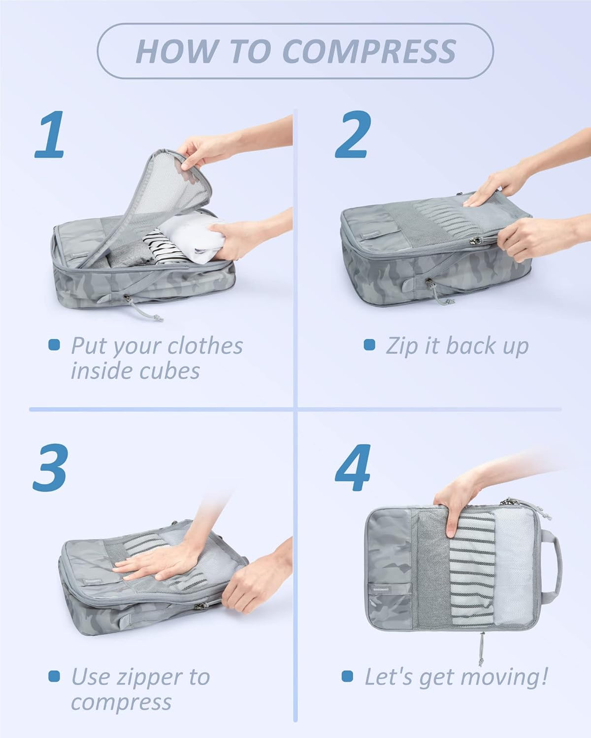 6 Set /4 Set/2 Set Compression Packing Cubes for Travel, Lightweight Luggage Organizer Bags, Durable Space Saver Bags Travel Essentials