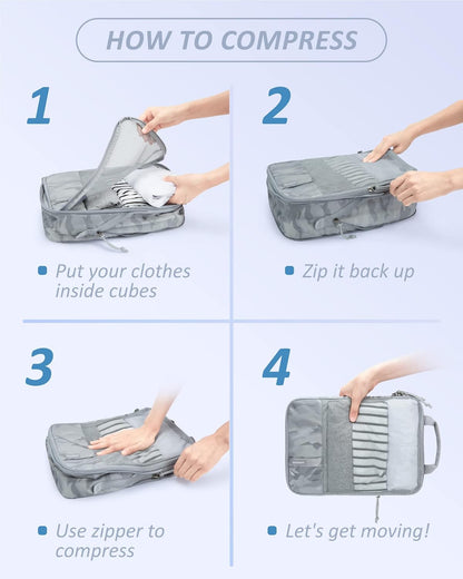 6 Set /4 Set/2 Set Compression Packing Cubes for Travel, Lightweight Luggage Organizer Bags, Durable Space Saver Bags Travel Essentials