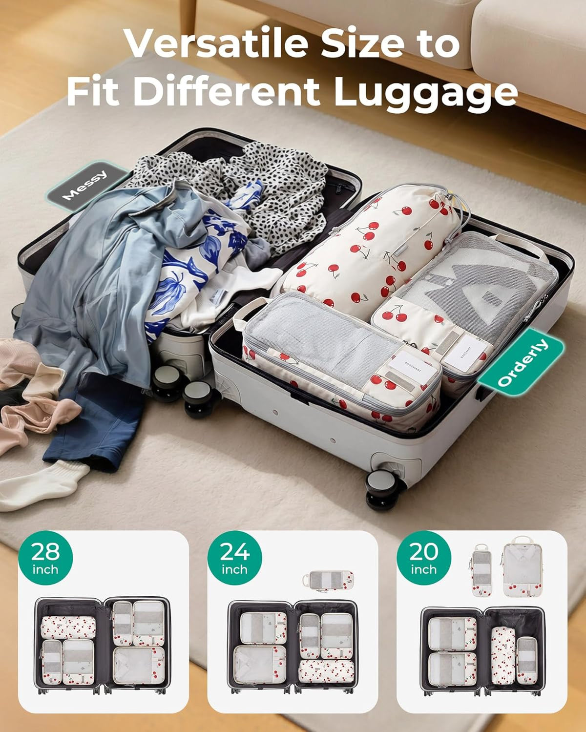 6 Set /4 Set/2 Set Compression Packing Cubes for Travel, Lightweight Luggage Organizer Bags, Durable Space Saver Bags Travel Essentials