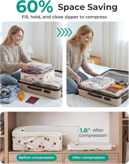 6 Set /4 Set/2 Set Compression Packing Cubes for Travel, Lightweight Luggage Organizer Bags, Durable Space Saver Bags Travel Essentials