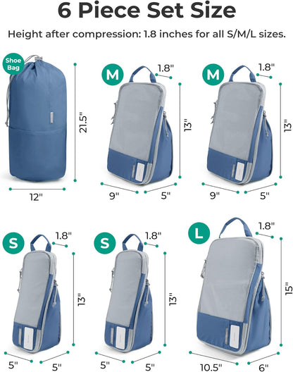 6 Set /4 Set/2 Set Compression Packing Cubes for Travel, Lightweight Luggage Organizer Bags, Durable Space Saver Bags Travel Essentials