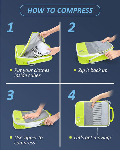 6 Set /4 Set/2 Set Compression Packing Cubes for Travel, Lightweight Luggage Organizer Bags, Durable Space Saver Bags Travel Essentials