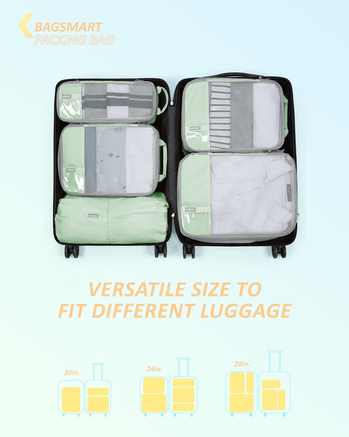 6 Set /4 Set/2 Set Compression Packing Cubes for Travel, Lightweight Luggage Organizer Bags, Durable Space Saver Bags Travel Essentials