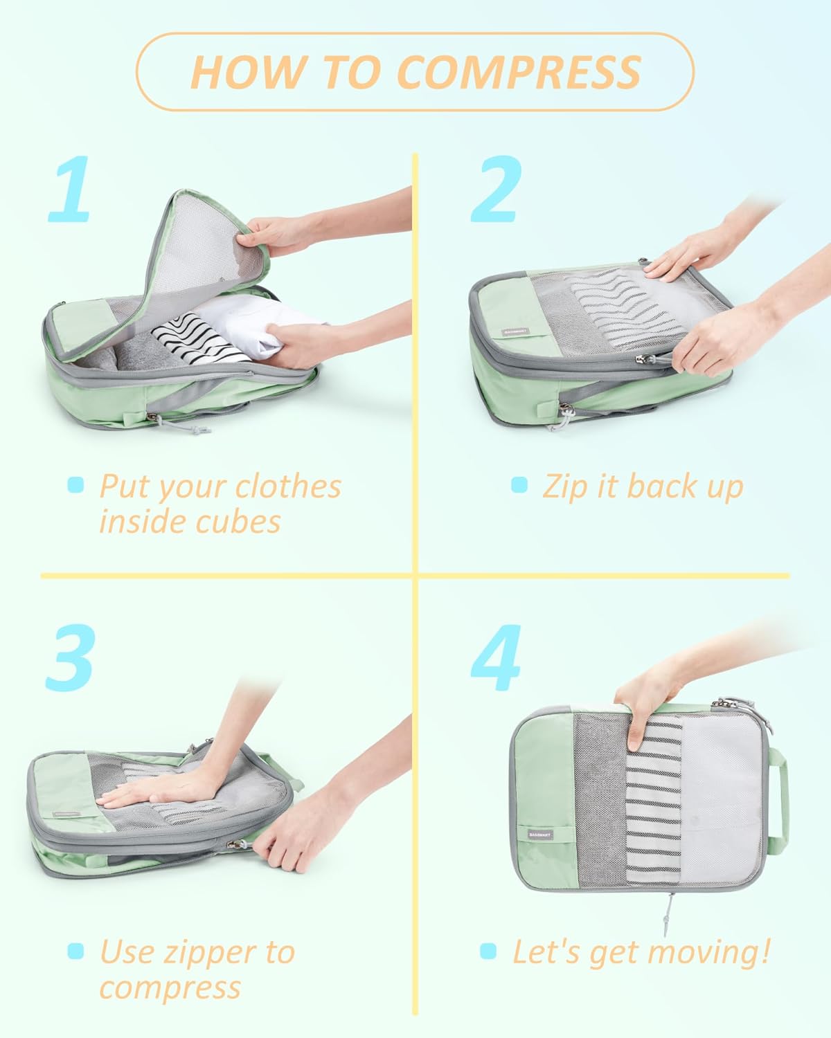 6 Set /4 Set/2 Set Compression Packing Cubes for Travel, Lightweight Luggage Organizer Bags, Durable Space Saver Bags Travel Essentials