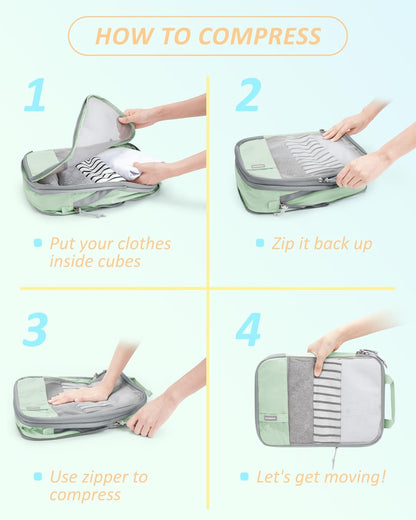 6 Set /4 Set/2 Set Compression Packing Cubes for Travel, Lightweight Luggage Organizer Bags, Durable Space Saver Bags Travel Essentials