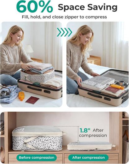 6 Set /4 Set/2 Set Compression Packing Cubes for Travel, Lightweight Luggage Organizer Bags, Durable Space Saver Bags Travel Essentials