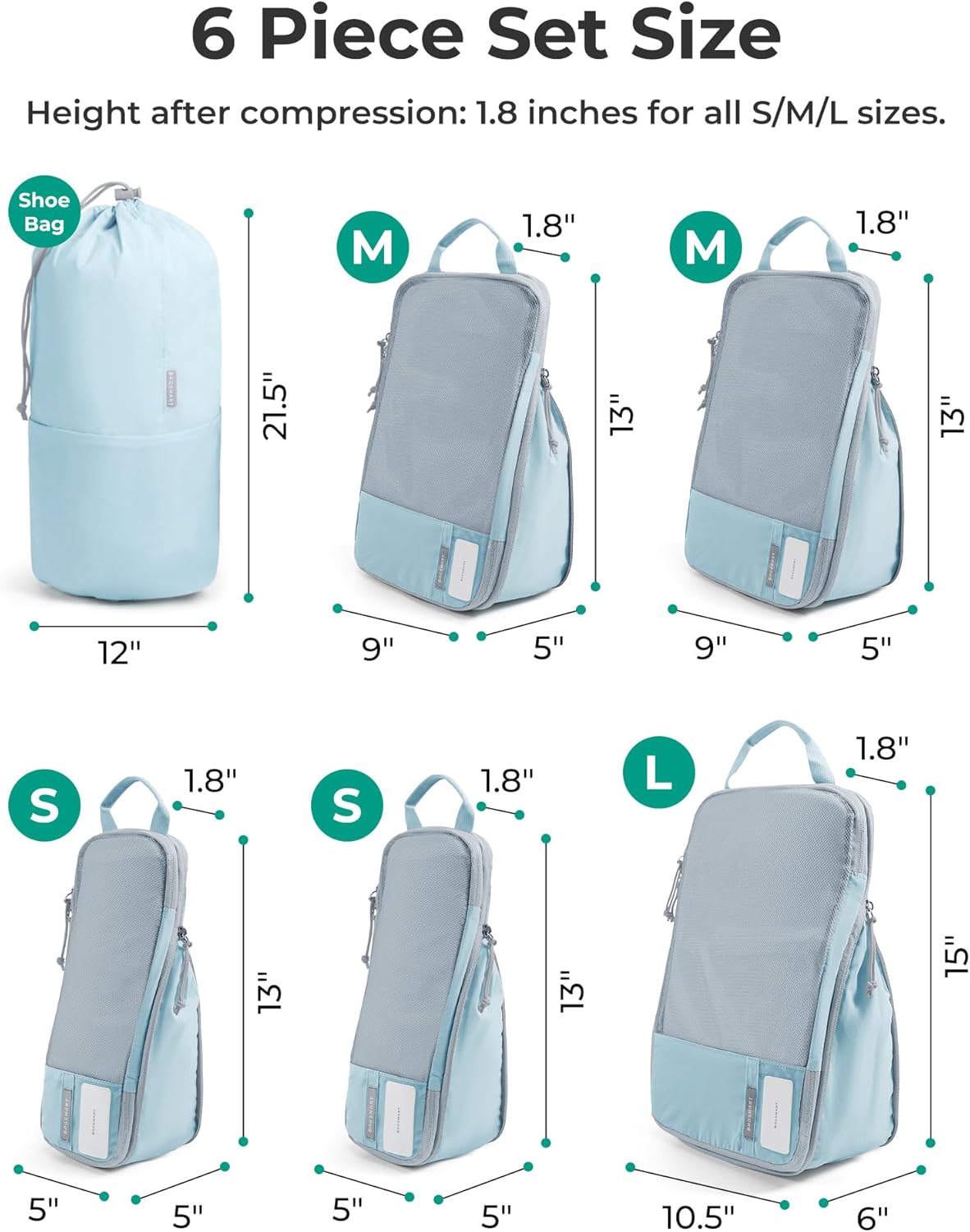 6 Set /4 Set/2 Set Compression Packing Cubes for Travel, Lightweight Luggage Organizer Bags, Durable Space Saver Bags Travel Essentials