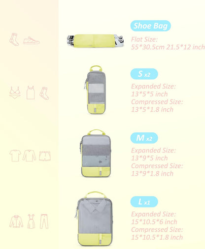 6 Set /4 Set/2 Set Compression Packing Cubes for Travel, Lightweight Luggage Organizer Bags, Durable Space Saver Bags Travel Essentials