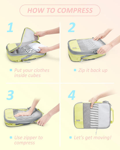 6 Set /4 Set/2 Set Compression Packing Cubes for Travel, Lightweight Luggage Organizer Bags, Durable Space Saver Bags Travel Essentials