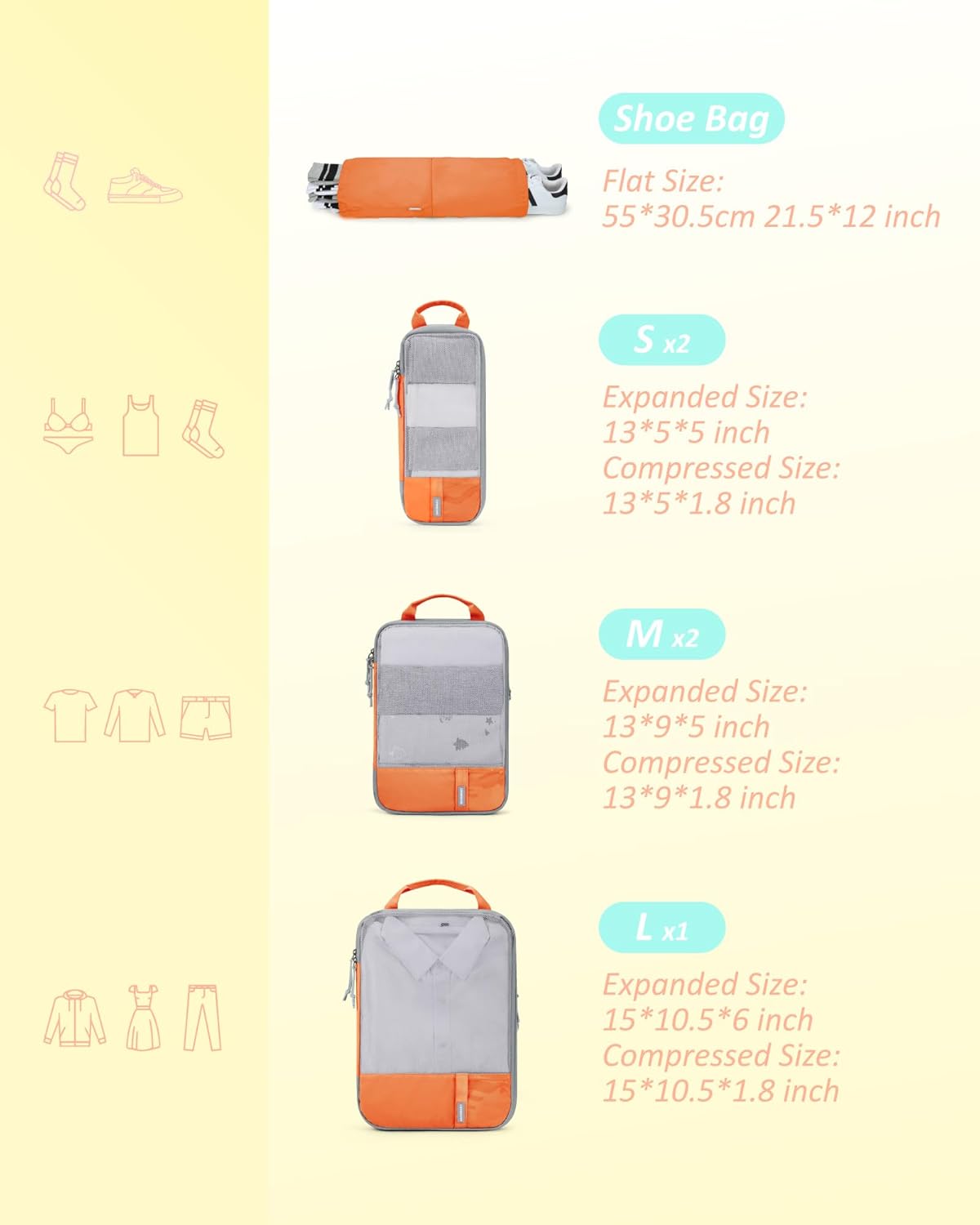 6 Set /4 Set/2 Set Compression Packing Cubes for Travel, Lightweight Luggage Organizer Bags, Durable Space Saver Bags Travel Essentials