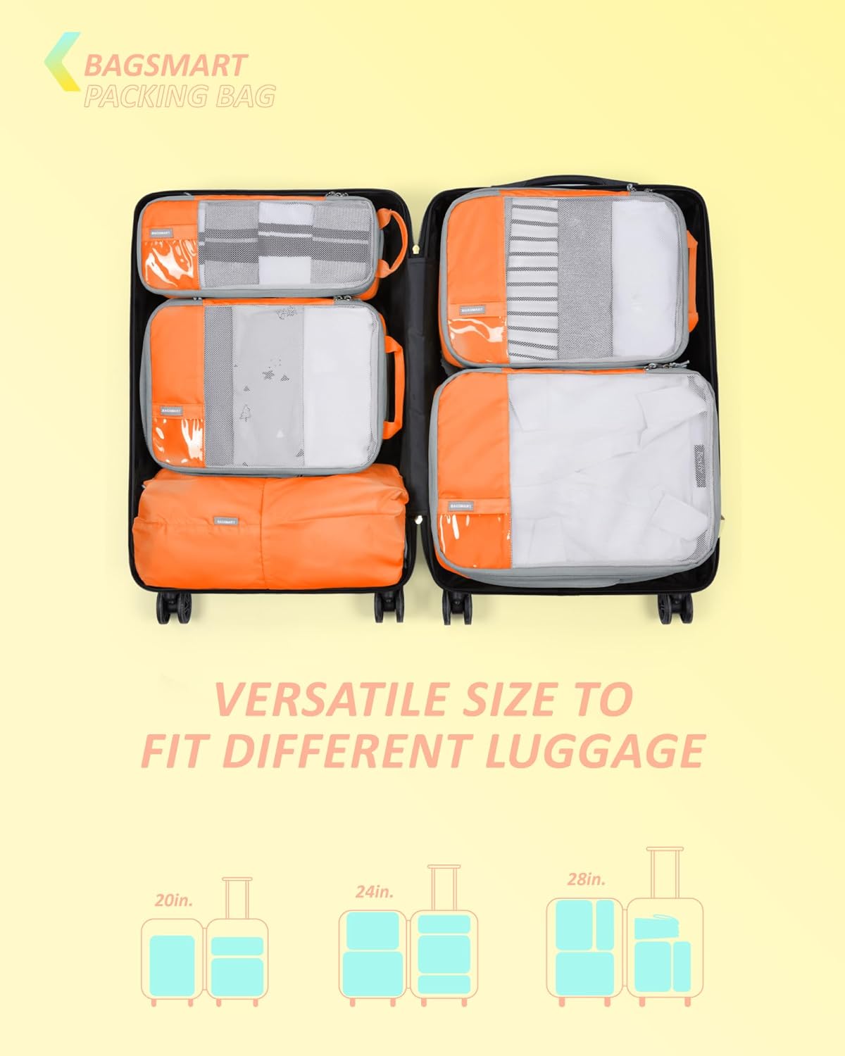 6 Set /4 Set/2 Set Compression Packing Cubes for Travel, Lightweight Luggage Organizer Bags, Durable Space Saver Bags Travel Essentials