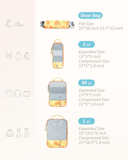6 Set /4 Set/2 Set Compression Packing Cubes for Travel, Lightweight Luggage Organizer Bags, Durable Space Saver Bags Travel Essentials