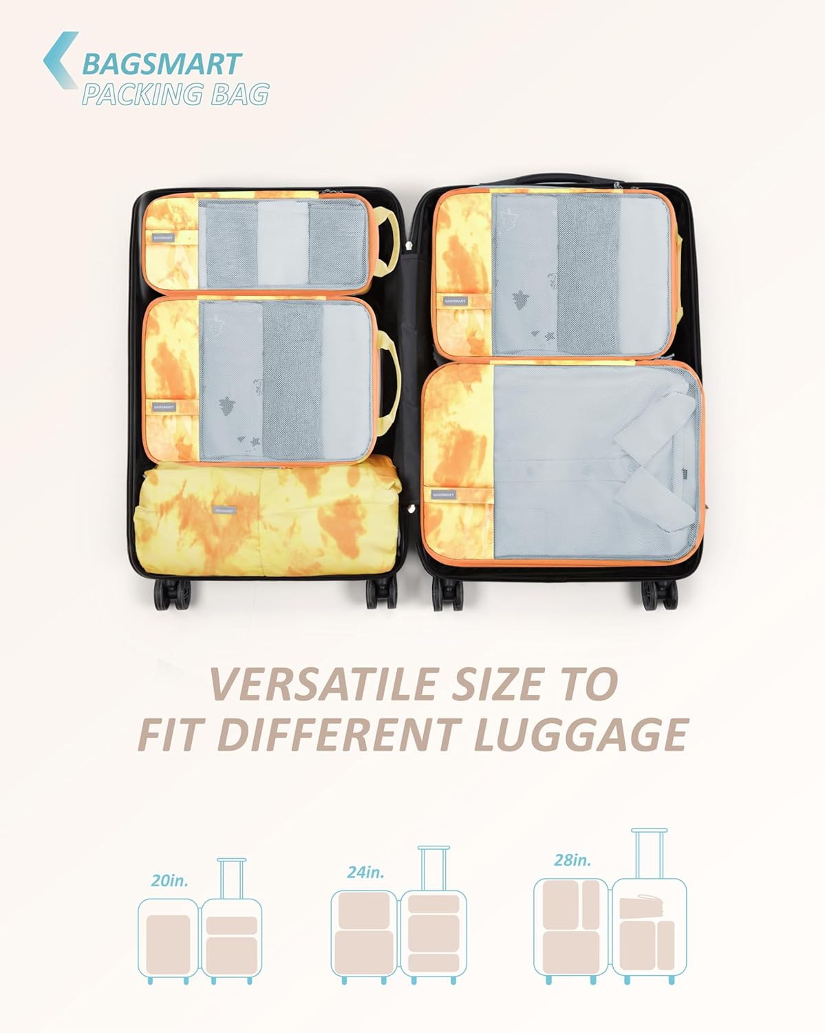6 Set /4 Set/2 Set Compression Packing Cubes for Travel, Lightweight Luggage Organizer Bags, Durable Space Saver Bags Travel Essentials