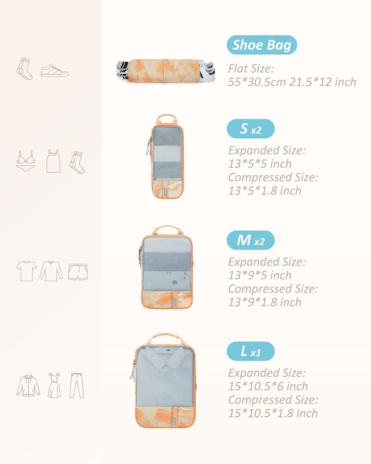 6 Set /4 Set/2 Set Compression Packing Cubes for Travel, Lightweight Luggage Organizer Bags, Durable Space Saver Bags Travel Essentials