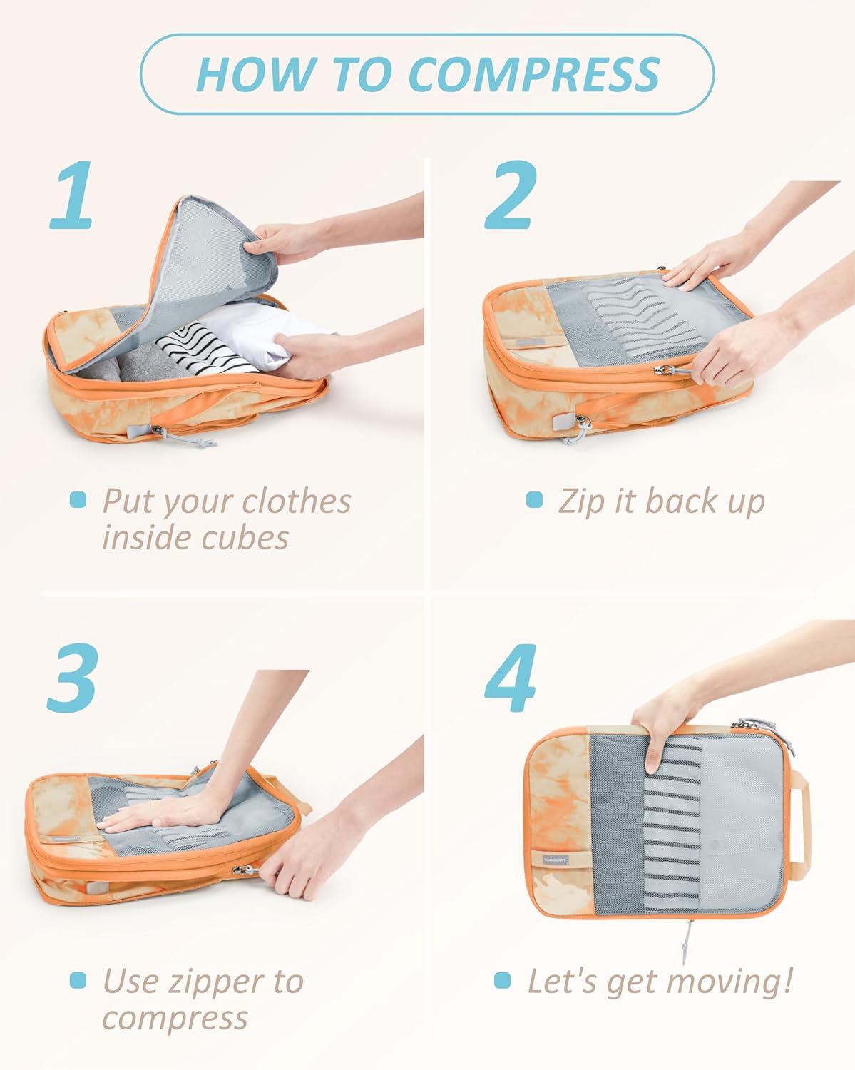 6 Set /4 Set/2 Set Compression Packing Cubes for Travel, Lightweight Luggage Organizer Bags, Durable Space Saver Bags Travel Essentials