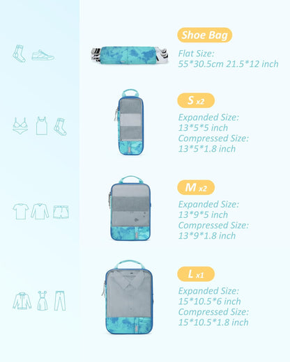 6 Set /4 Set/2 Set Compression Packing Cubes for Travel, Lightweight Luggage Organizer Bags, Durable Space Saver Bags Travel Essentials