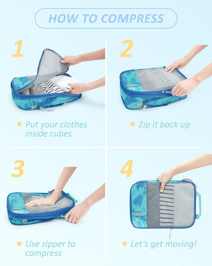 6 Set /4 Set/2 Set Compression Packing Cubes for Travel, Lightweight Luggage Organizer Bags, Durable Space Saver Bags Travel Essentials