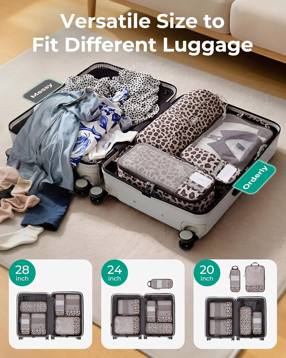 6 Set /4 Set/2 Set Compression Packing Cubes for Travel, Lightweight Luggage Organizer Bags, Durable Space Saver Bags Travel Essentials