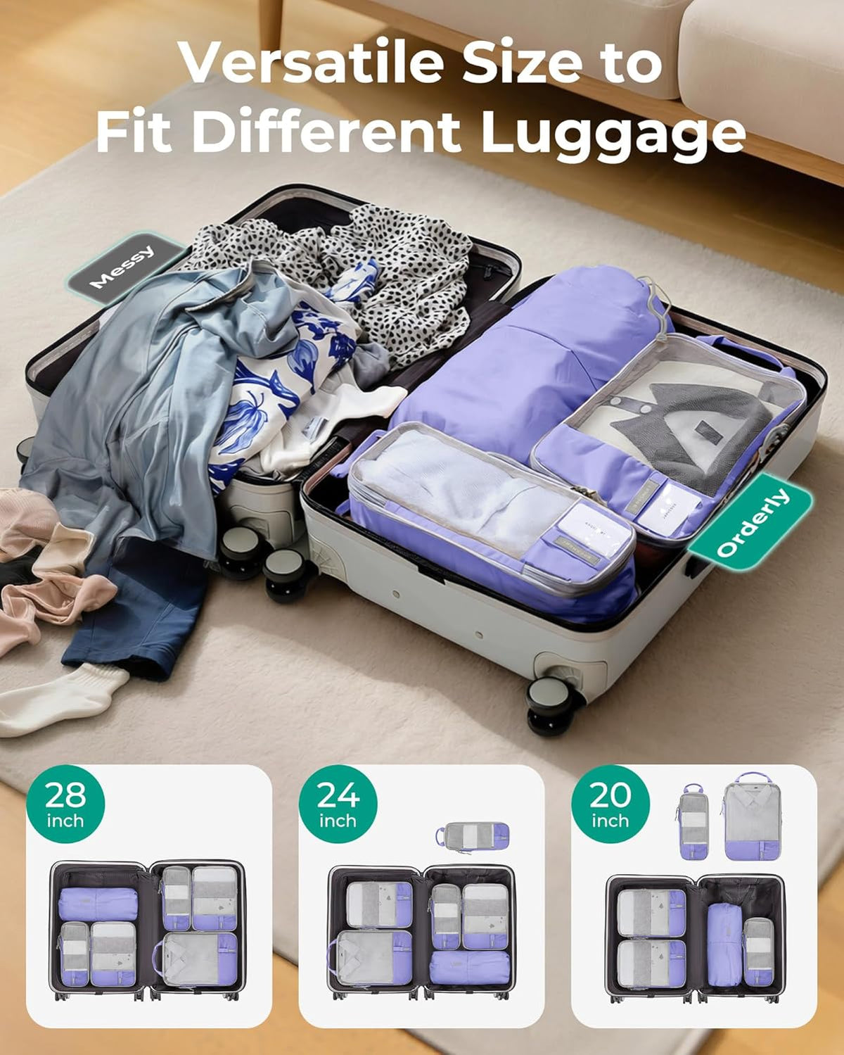 6 Set /4 Set/2 Set Compression Packing Cubes for Travel, Lightweight Luggage Organizer Bags, Durable Space Saver Bags Travel Essentials