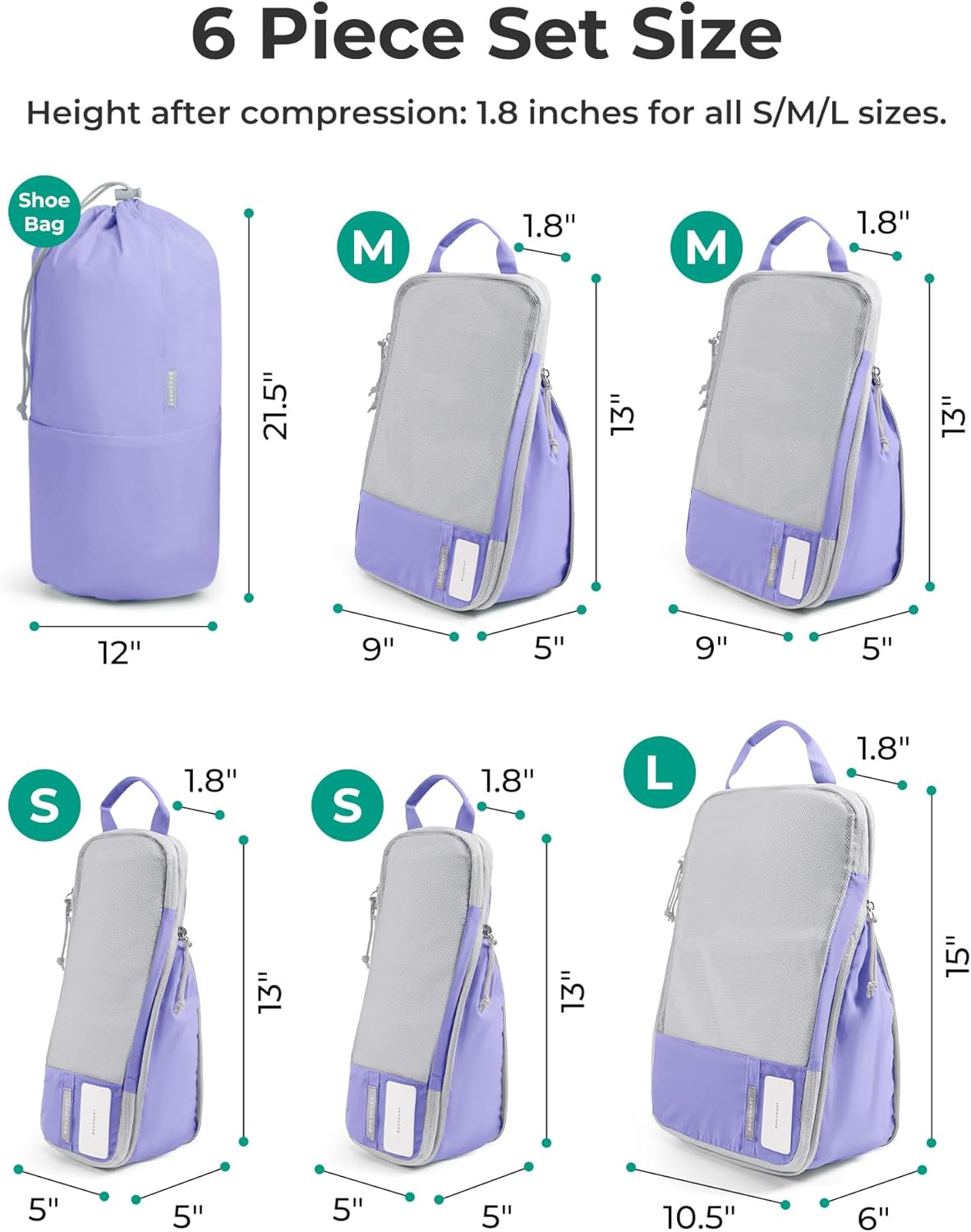 6 Set /4 Set/2 Set Compression Packing Cubes for Travel, Lightweight Luggage Organizer Bags, Durable Space Saver Bags Travel Essentials