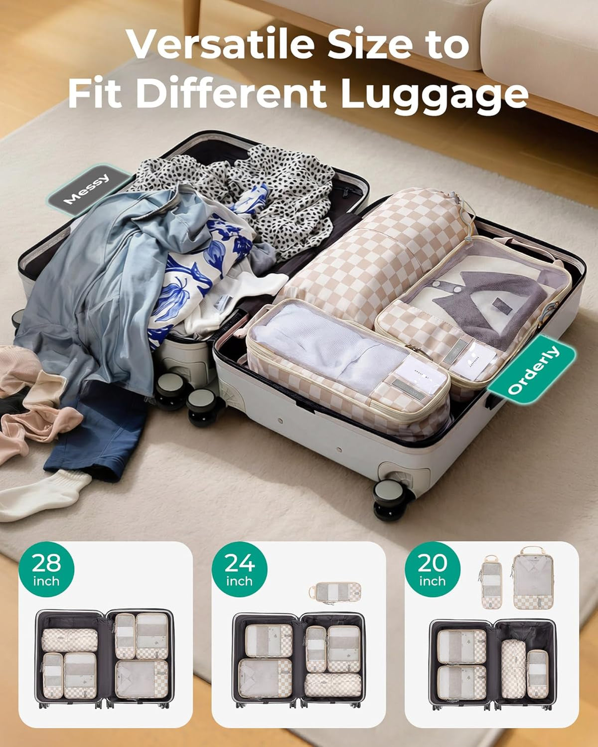 6 Set /4 Set/2 Set Compression Packing Cubes for Travel, Lightweight Luggage Organizer Bags, Durable Space Saver Bags Travel Essentials