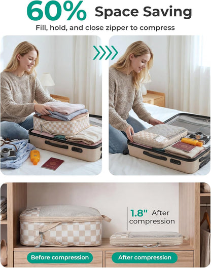 6 Set /4 Set/2 Set Compression Packing Cubes for Travel, Lightweight Luggage Organizer Bags, Durable Space Saver Bags Travel Essentials